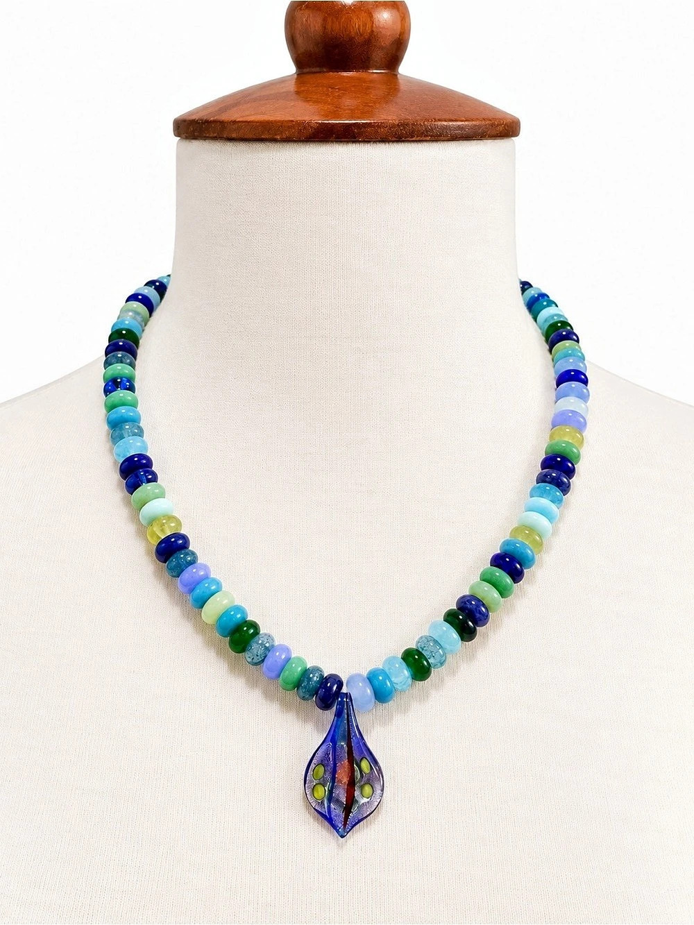 Murano Glass Charm Multicolor Glass Beaded Pendant Necklace Handmade